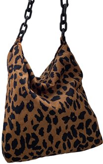 Grote Capaciteit Luipaard Handtas Vrouwen Vrouwelijke Multifunctionele Effen Kleur/Luipaard Print Rits Opbergtas Met Ketting Riem