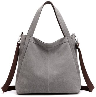 Grote Capaciteit Luxe Handtassen Vrouwelijke Draagtas Vrouwen Casual Canvas Handtas Opvouwbare Herbruikbare Schoudertassen Solid Grijs