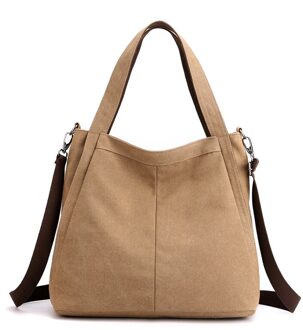 Grote Capaciteit Luxe Handtassen Vrouwelijke Draagtas Vrouwen Casual Canvas Handtas Opvouwbare Herbruikbare Schoudertassen Solid khaki