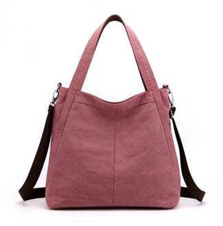 Grote Capaciteit Luxe Handtassen Vrouwelijke Draagtas Vrouwen Casual Canvas Handtas Opvouwbare Herbruikbare Schoudertassen Solid Paars