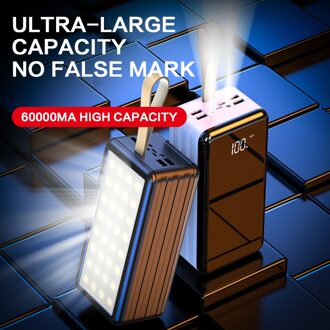 Grote Capaciteit Power Bank Noodverlichting Mobiele Power Outdoor Draagbare Batterij Aangedreven Lamp Camping Licht zwart