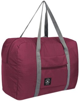 Grote Capaciteit Reistas Voor Man Vrouwen Tas Mode Nylon Opvouwbare Reizen Handbagage Tas Waterdichte Handtassen P5 wijn