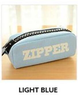 Grote Capaciteit Rits Etui Voor Scholieren, Grote Rits Potlood Tas lucht blauw
