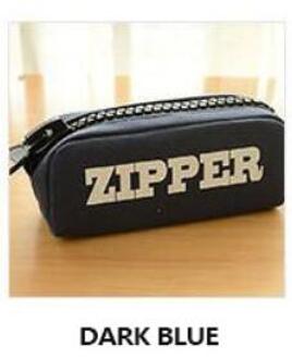 Grote Capaciteit Rits Etui Voor Scholieren, Grote Rits Potlood Tas Marineblauw