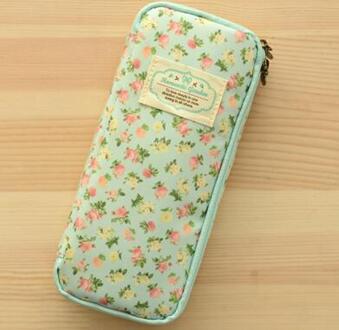 Grote Capaciteit Rose Bloemen Patroon Potlood Tas, Rose Bloem Etui voor School Meisjes lucht blauw