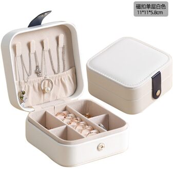 Grote Capaciteit Sieraden Doos Lederen Make-Up Sieraden Multi-layer Sieraden Opbergdoos klein wit