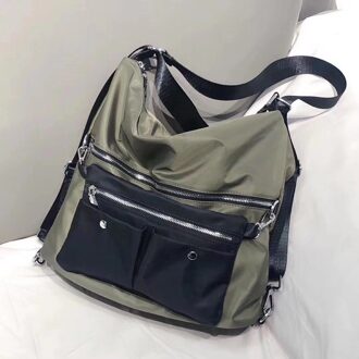 Grote Capaciteit Vrouw Messenger Bag Vrouwelijke Nylon Schoudertassen Doek Mochila Bolsos leger groen