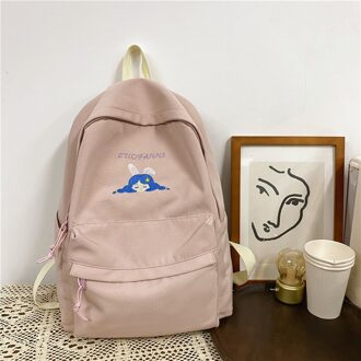Grote Capaciteit Vrouwelijke Studenten Rugzak Koreaanse Japanse Schattig Meisje Boekentas Casual Solid Pure En Verse Reistas Waterdicht roze enkel en alleen backpack