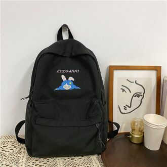 Grote Capaciteit Vrouwelijke Studenten Rugzak Koreaanse Japanse Schattig Meisje Boekentas Casual Solid Pure En Verse Reistas Waterdicht zwart enkel en alleen backpack