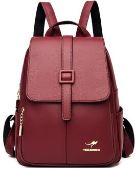 Grote Capaciteit Vrouwen Lederen Rugzakken Sac A Dos Vrouwelijke Schoudertassen Vrouwelijke Bagpack Dames Reizen Rugzakken Voor Tienermeisjes winered