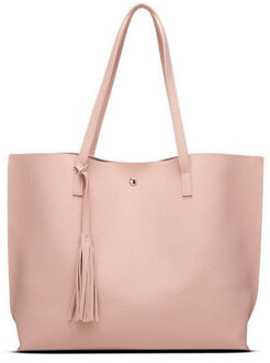 Grote Capaciteit Vrouwen Schoudertassen Met Kwastje Vintage Vrouwelijke Messenger Bags Toevallige Ontwerpers Pu Lederen Handtassen roze