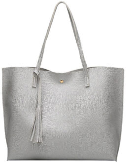 Grote Capaciteit Vrouwen Schoudertassen Met Kwastje Vintage Vrouwelijke Messenger Bags Toevallige Ontwerpers Pu Lederen Handtassen zilver
