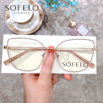 Grote Cat Eye Prescription Frame Bijziendheid Optische Glazen Frame Vrouwen Clear Anti Blauw Licht Brillen Frame Vrouwelijke Computer Eyewear khaki