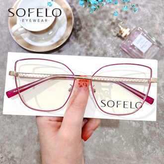 Grote Cat Eye Prescription Frame Bijziendheid Optische Glazen Frame Vrouwen Clear Anti Blauw Licht Brillen Frame Vrouwelijke Computer Eyewear rood