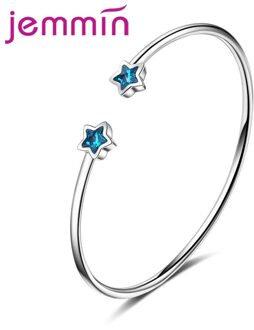 Grote Clear Oostenrijkse Kristallen Student Stijl Trendy Blauwe Sterren Opening Armbanden 925 Sterling Zilveren Valentijnsdag Gif