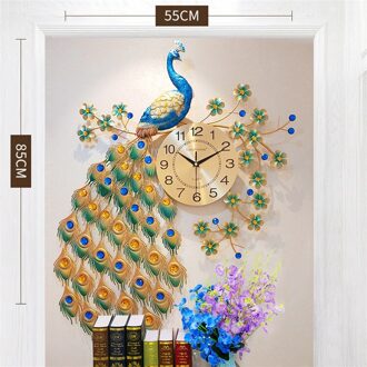 Grote Creatieve Wandklok Pauw Diamant Mute Klokken Voor Woonkamer Home Decor Digitale Metalen Kristal Moderne Klok Muur Horloge 1