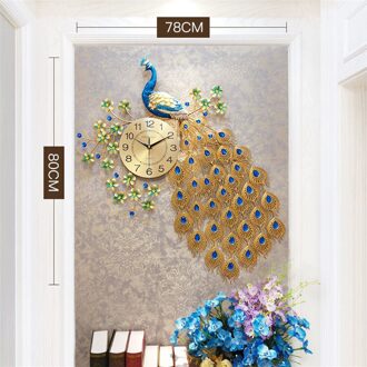 Grote Creatieve Wandklok Pauw Diamant Mute Klokken Voor Woonkamer Home Decor Digitale Metalen Kristal Moderne Klok Muur Horloge 20