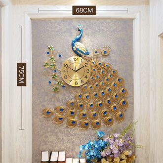 Grote Creatieve Wandklok Pauw Diamant Mute Klokken Voor Woonkamer Home Decor Digitale Metalen Kristal Moderne Klok Muur Horloge 4