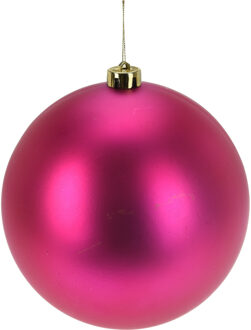 Grote decoratie kerstbal - fuchsia roze - 18 cm - kunststof - Kerstbal