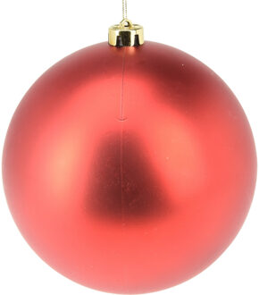 Grote decoratie kerstbal - rood - 18 cm - kunststof - mat - kerstversiering
