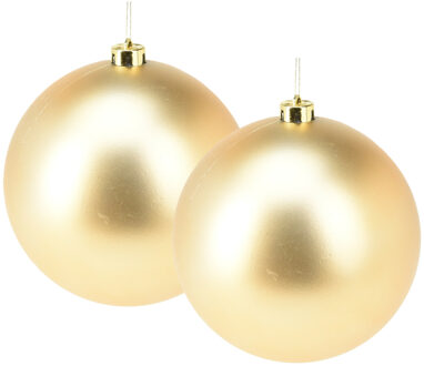 Grote decoratie kerstballen - 2x - goud - 18 cm - kunststof - mat - kerstversiering