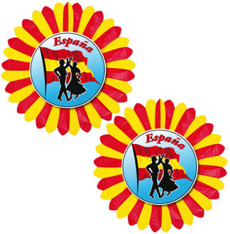 Grote decoratie versiering waaier - Set van 2x stuks - Spanje - Dia 60 cm - Feestartikelen - papier