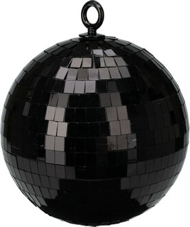 Grote discobal kerstbal /spiegel kerstbal- 1x -zwart -15cm -kunststof