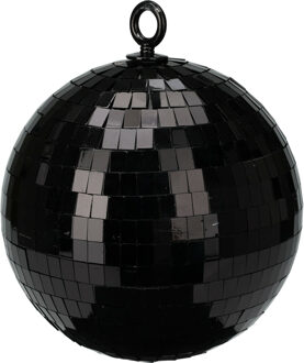 Grote discobal kerstbal /spiegel kerstbal- 1x- zwart -18 cm -kunststof