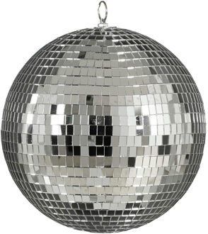 Grote discobal kerstbal - zilver - 25 cm - foam - Kerstbal Zilverkleurig