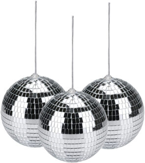 Grote discobal kerstballen - 3x - zilver - D15 cm - kunststof - discobol - disco - kerstversiering