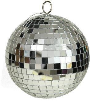 Grote discobal kerstballen - zilver - 15 cm - kunststof