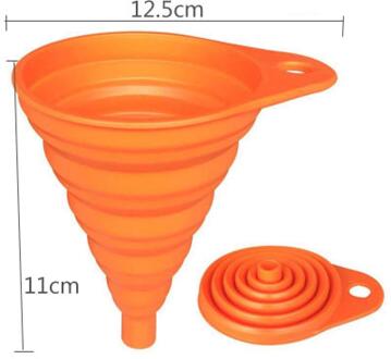 Grote Draagbare Siliconen Trechter Flexibele Opvouwbare Trechter Vloeibare Etherische Olie Zeef Filter Vloeistof Transfer Keuken Accessoires groot oranje