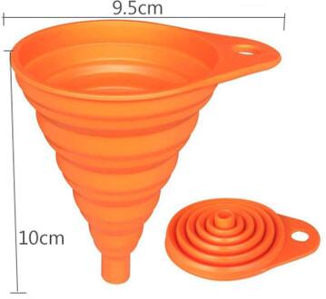 Grote Draagbare Siliconen Trechter Flexibele Opvouwbare Trechter Vloeibare Etherische Olie Zeef Filter Vloeistof Transfer Keuken Accessoires klein oranje