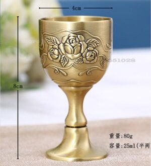 Grote Europese Stijl Antiek Brons Witte Wijn Bril Metalen Rose In Relief Huishoudelijke Beker Kleine Wijn Glazen