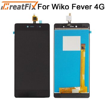 Grote Fix Getest LCD Touch Screen Digitizer Voor wiko fever 4G Lcd-scherm Met Touch Screen Vergadering lcd wiko fever Fever 4G zwart
