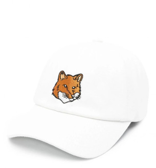 Grote Fox Head Baseballpet Wit Maison Kitsuné , White , Unisex - ONE Size