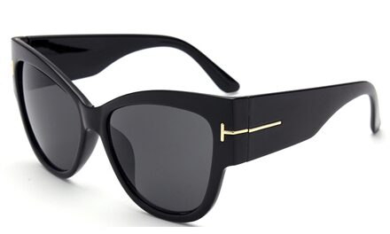 Grote Frame Cat Eye Zonnebril Mannen Vrouwen Shades UV400 Vintage Bril 47258 licht zwart