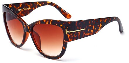Grote Frame Cat Eye Zonnebril Mannen Vrouwen Shades UV400 Vintage Bril 47258 thee luipaard