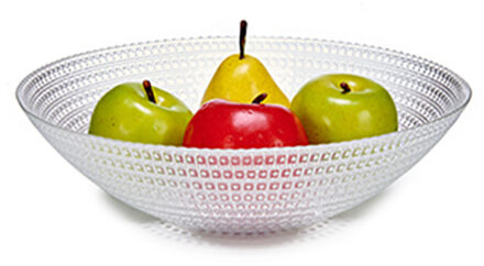 Grote fruitschaal Cristas Allure van bewerkt glas rond 30.5 cm