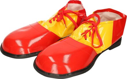 Grote fun verkleed Clown schoenen - geel met rood - one size - Verkleedschoenen Multikleur