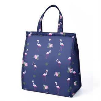 Grote Geïsoleerde Lunchbox Tas Oxford Doek Draagbare Ontbijt Picknick Carry Case Voedsel Opslag Koeltas Hand Pack donker blauw