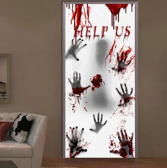 Grote Halloween Raam Deur Cover Voor Spookhuis Halloween Decoraties, Scary Bloody Handprint Halloween Props