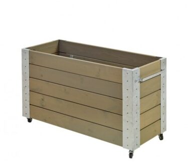 Grote Hoge Plantenbak Grijsbruin Cubic Op Wielen Black