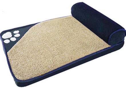 Grote Hond Bed Winter Warm Kennel Slapen Huisdier Huis Kussen Bed Verwijderbare Huisdier Nest Levert marine / 60x35cm