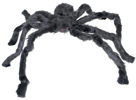 Grote horror decoratie harige spin - 90 cm - Halloween thema versiering - enge beestjes Zwart