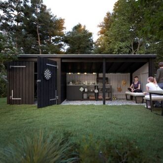 Grote Houten Schuur Met Veranda Nordic Black