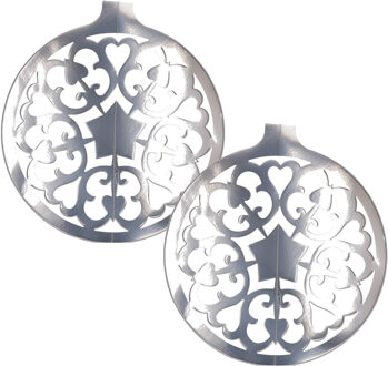 Grote Kerstbal hangdecoratie van karton - 2x - zilver - Dia 49 cm - Kerstversiering
