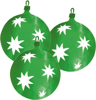 Grote Kerstbal hangdecoratie van karton - 3x - groen - Dia 40 cm - Kerstversiering