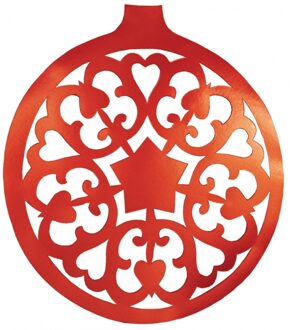 Grote Kerstbal hangdecoratie van karton - rood - Dia 32 cm - Kerstversiering