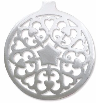 Grote Kerstbal hangdecoratie van karton - zilver - Dia 32 cm - Kerstversiering